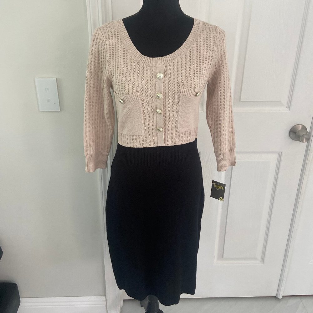 BNWT Taylor two tone sweater knit dress size Small